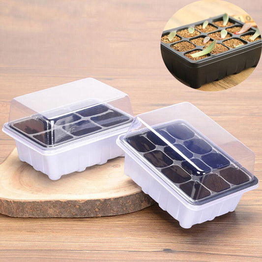 6/12 Plastic Nursery Pot Planter Seed Tray Kit Plant Germination with Cover