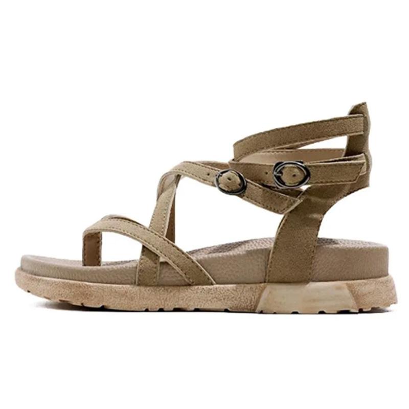 All-match Word Buckle Clip-on Sandals Women's Summer Thick-soled Platform Shoes Women's Flat Roman Shoes