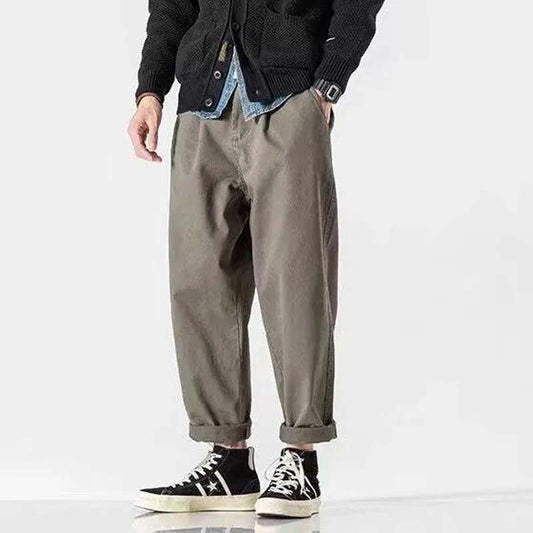 Elastic Waist Large Size Loose Casual Pants Men's Trousers Straight Casual Pants Spring Autumn Sports Pants