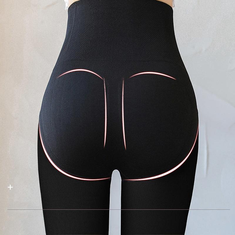 High Waist Abdomen Plus Velvet Thickened Leggings for Women To Wear Autumn and Winter Light Legs Artifact Stewardess Gray All-in-one Skin Warm Pants