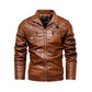 Motorcycle Color Matching Casual Men's Leather Jacket Casual Trend Fashion Stand-up Collar Youth Tough Guy Leather Jacket