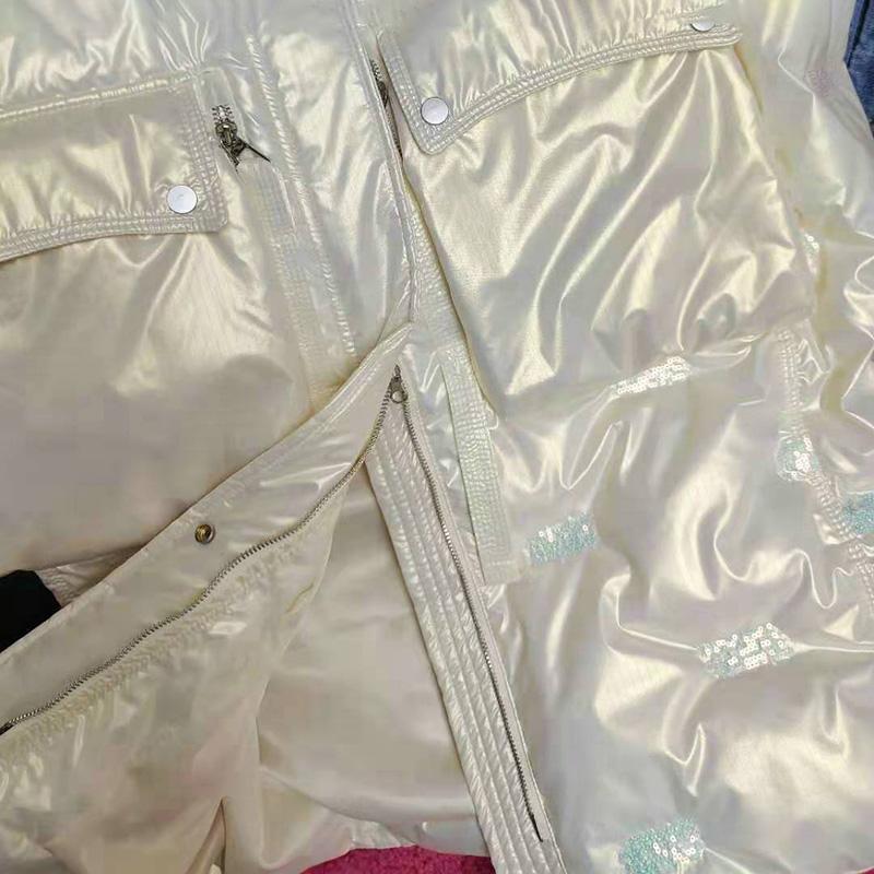 Autumn and Winter Bright Face Stand-up Collar Hoodless Cotton-padded Jacket Women's Mid-length Large Size Loose Bread Jacket Warm Cotton Jacket