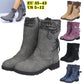 Women's Winter Warm Calf Boots Casual Snow Boots Leather and Sweater Bandage Boots Cowgirl Boots
