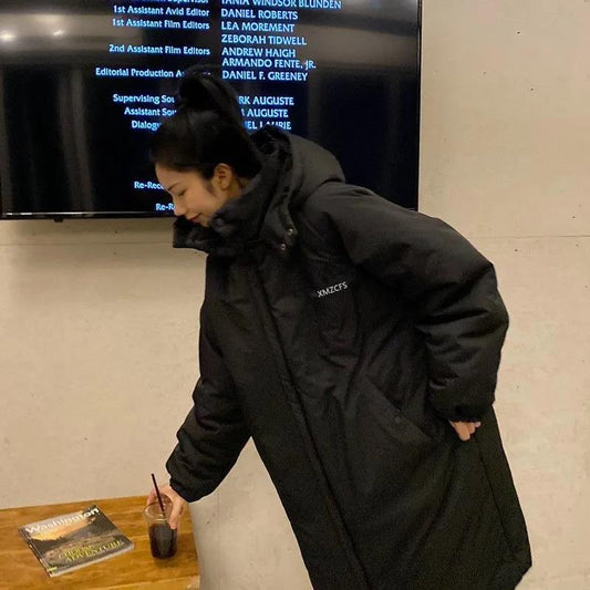 Down Padded Jacket Women's Winter Mid-length Korean Style Padded Jacket Parker Thick Bread Jacket Loose Padded Jacket