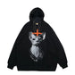 Gothic Punk Sweatshirts Pullover Hoodies Women White Black Printed Oversized Harajuku Sport Shirt Fashion Streetwear Tops with Chain Girl Long Hoodies