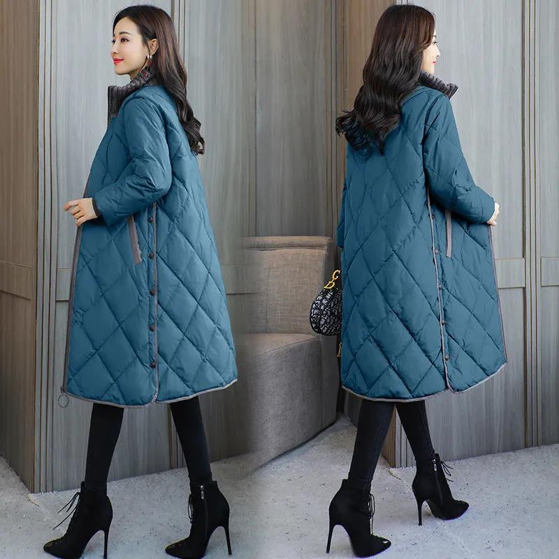 Cotton-padded Jacket Winter Coat In The Long Section of The Korean Version of The Large Size Loose Thick Down Padded Jacket Autumn and Winter