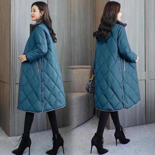 Cotton-padded Jacket Winter Coat In The Long Section of The Korean Version of The Large Size Loose Thick Down Padded Jacket Autumn and Winter