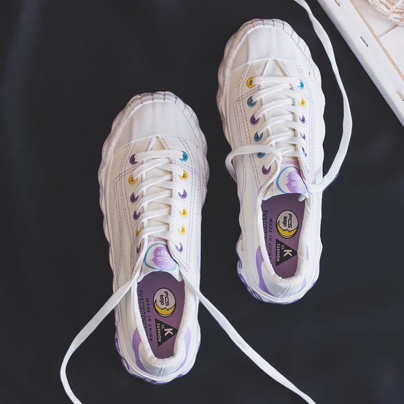 Canvas Shoes Women 2020 Spring and Aummer Women's Lace-up Casual Shoes Without Heel Half Support One Pedal Lazy Shoes