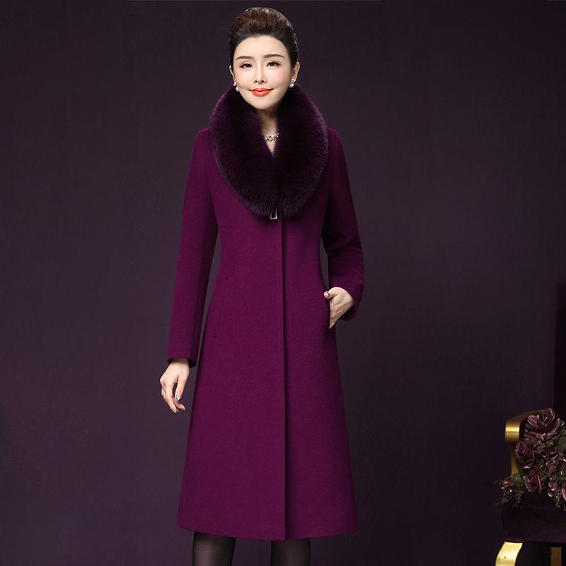 Women Wool Coat Fur Collar Women Loose Long Woolen Coats Winter Coat Woolen Overcoat Wool Jackets