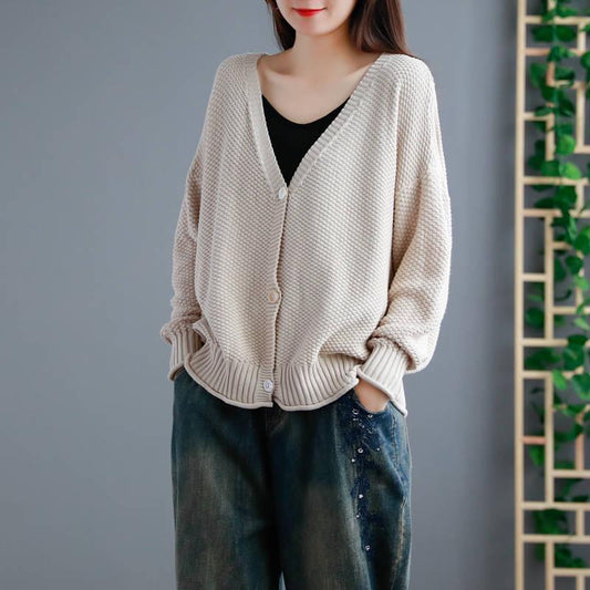 Autumn Women Sweaters Warm Solid Color Long Sleeve Buttons Sweater Cardigan Loose Sweaters Coat
