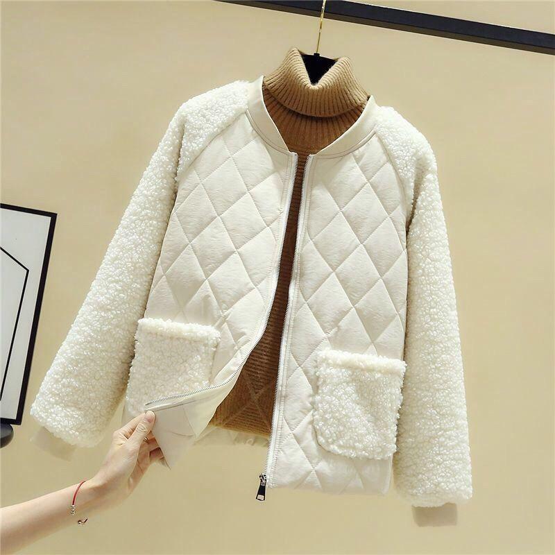 Autumn and Winter Fashion Casual Cotton Loose Female Short Warm Padded Lambs Wool Jacket