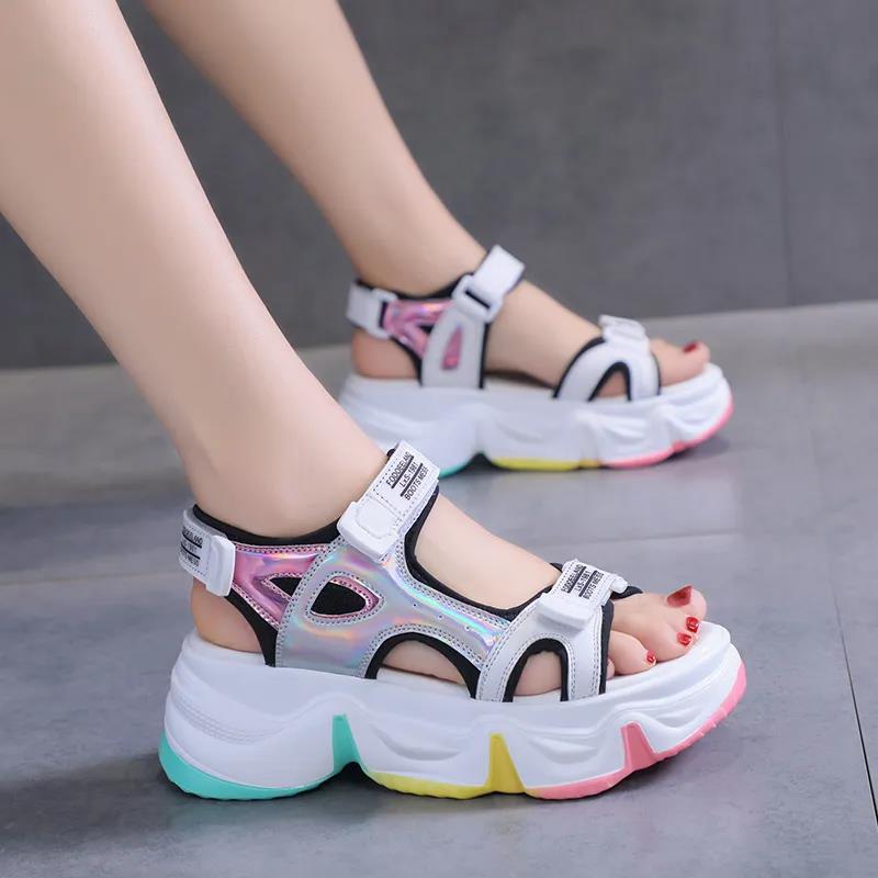 Sports Sandals Women's Thick Sole Muffin Sports Casual Beach Shoes Wedge Heels Colorful Handsome Ladies Sandals