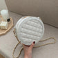 Diamond Lattice Round Bag Metal Chain Pu Leather Messenger Bag Women Outing Trip Large Capacity Crossbody Bags