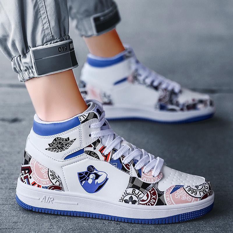 Graffiti Basketball Shoes for Men Comfortable Breathable Shoes Couples Waterproof Sports Shoeses
