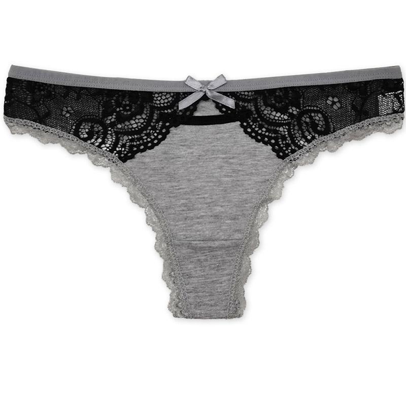 6pcs/set of Pure Cotton Underwear Women T-back Sexy Fashion Plus Size Thong Lace Solid Color Underwear