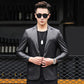 Fashion City Men's Leather Jacket Autumn and Winter Fashion Trend Slim Thickening Plus Velvet Warm Sheepskin Jacket