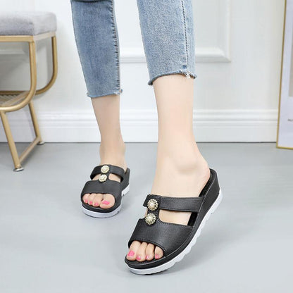 Heighten Slippers Women Wear Thick-soled Wedges Platform Shoes Summer Fashion Non-slip Sandals Slippers