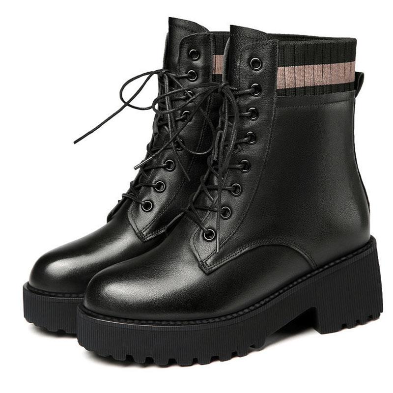 Martin Boots British Style Women Korean Short Boots Thick-soled All-match Snow Boots Women's Leather Boots