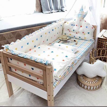 Four-piece Crib Bedding Set Cotton Toddler Bed Sheet Three-sided Bed-surrounding Bumper Sheet