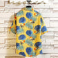 Hawaiian Shirts Beach Tee Leaf Fruit Print T-shirt Half Sleeve Retro Clothes Button Up Top Loose Overshirt Casual Male Undies