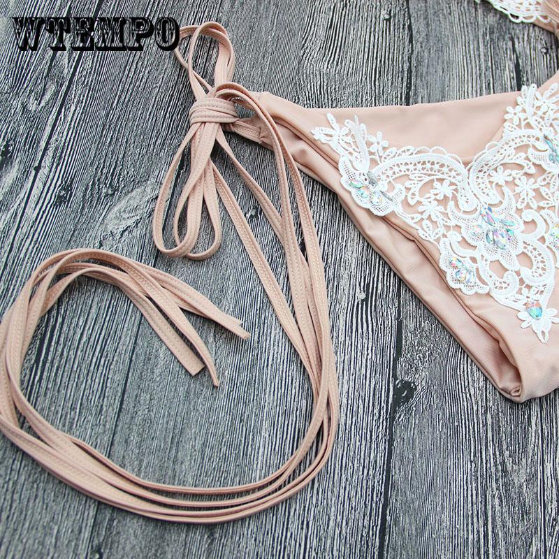 WTEMPO Sexy sequined lace bikini split sexy strap swimwear