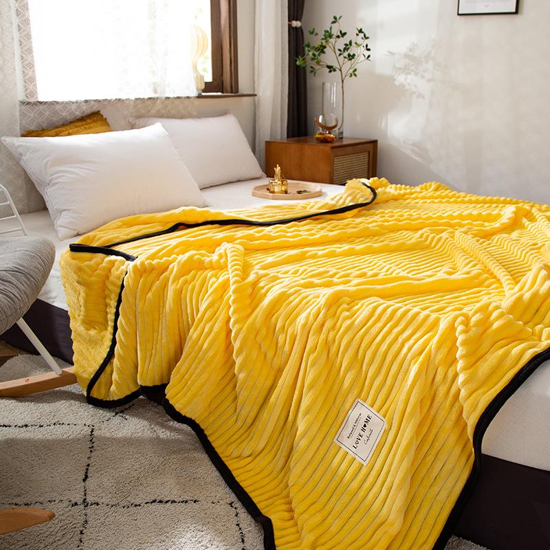 Winter Thick Coral Fleece Blanket Simple Style Warm Blanket Household Blanket Twin Queen King