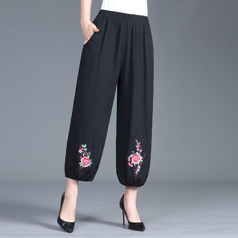 Summer Cotton Linen Radish Pants Ethnic Wind Complex Harem Pants Casual Loose Large Size Bloomers Women