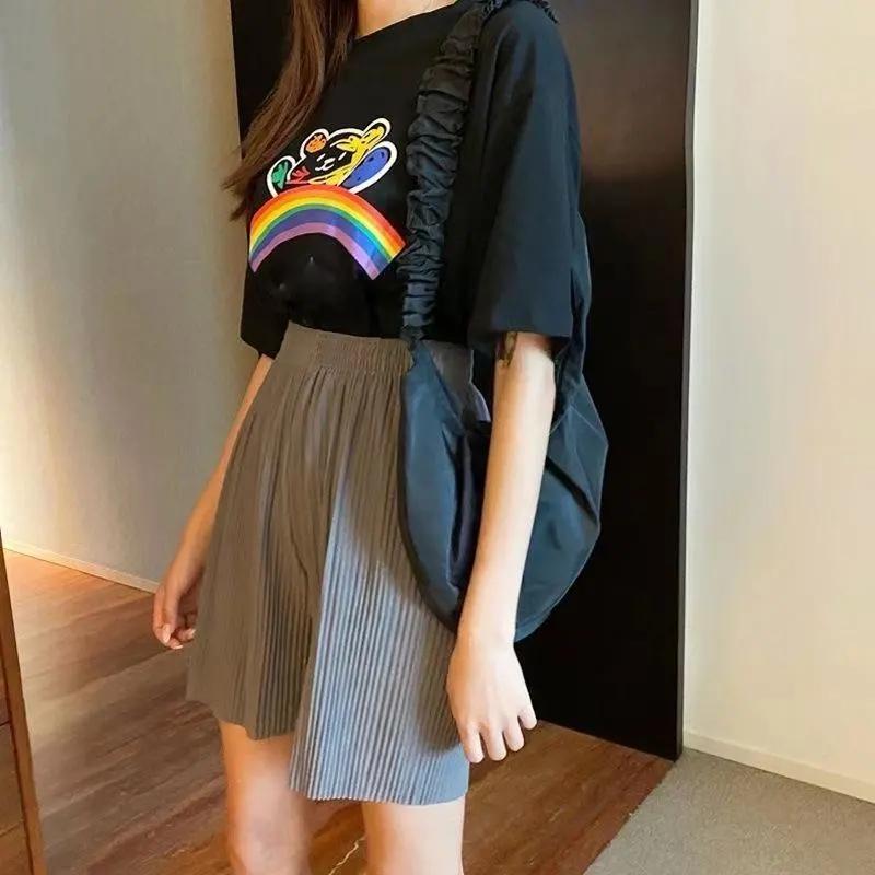 Summer Shorts Women's Loose Bottoming Five-point High-waisted A-line Trousers Outside Wear Thin Large Size Wide-leg Pants