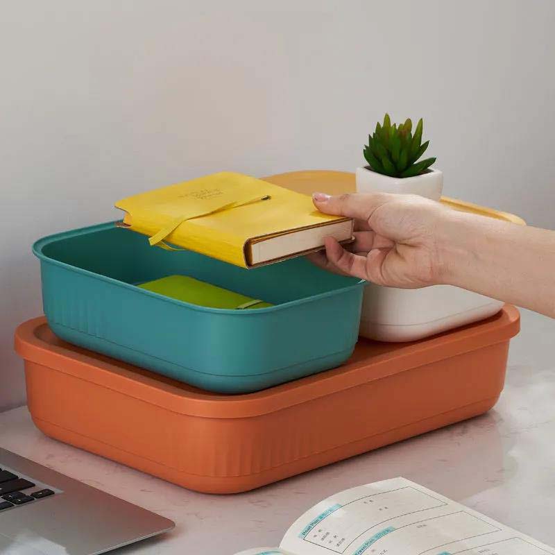 Desktop Storage Box Multi-functional Debris Storage Box Plastic with Cover Clothing Storage Basket Strapping Basket Underwear Finishing Box