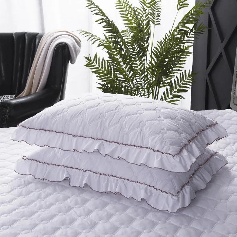 Pure Cotton Solid Color Pillowcases A Pair of Ruffled Quilted Pillowcases Antibacterial Pillowcases (without Pillows)