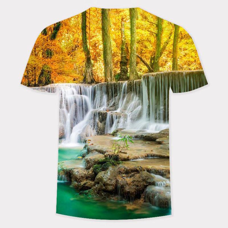 3D Landscape Print T-shirt Summer Men Personality Pullover Fashion Trend Half Sleeve Tees Casual and Comfortable Shirt
