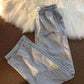 Love Breasted High-waist Sports Casual Straight-leg Pants Female Summer Thin Section Was Thin Loose Wild Guard Pants Female Ins Tide