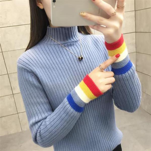 Loose Half High Neck Knitted Bottoming Shirt Thick Warmth Fashion Slim Slim Sexy Female Top