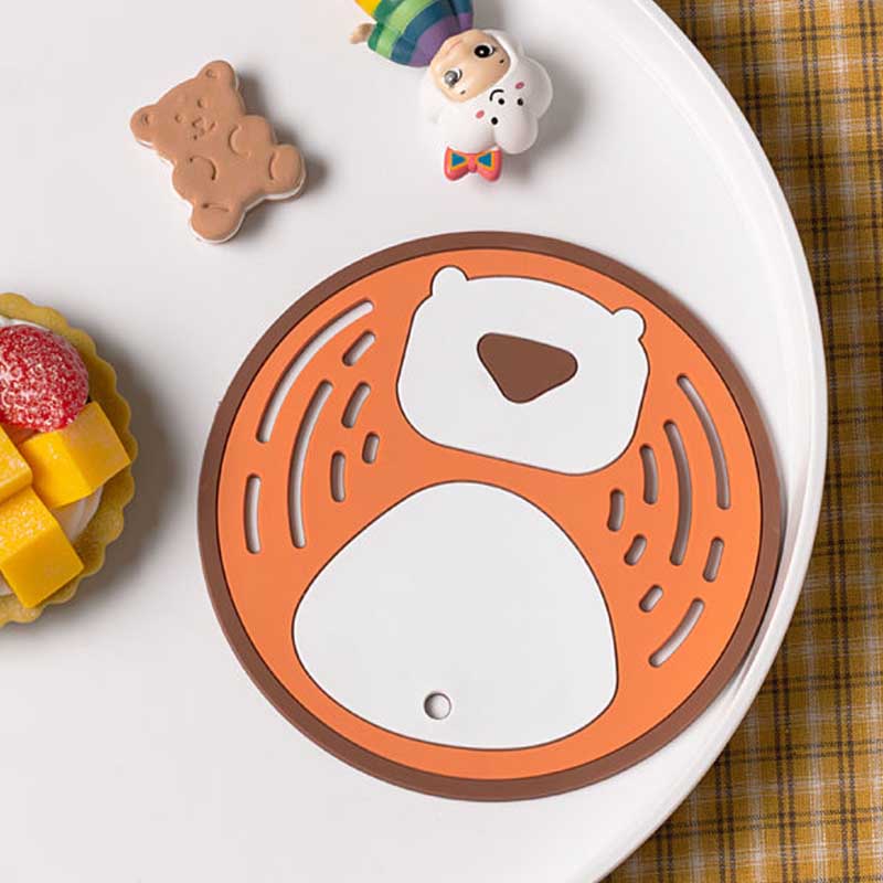 6pcs Cartoon Fruit Cute Table Mat Silicone Mat Non-slip Anti-scalding Coaster