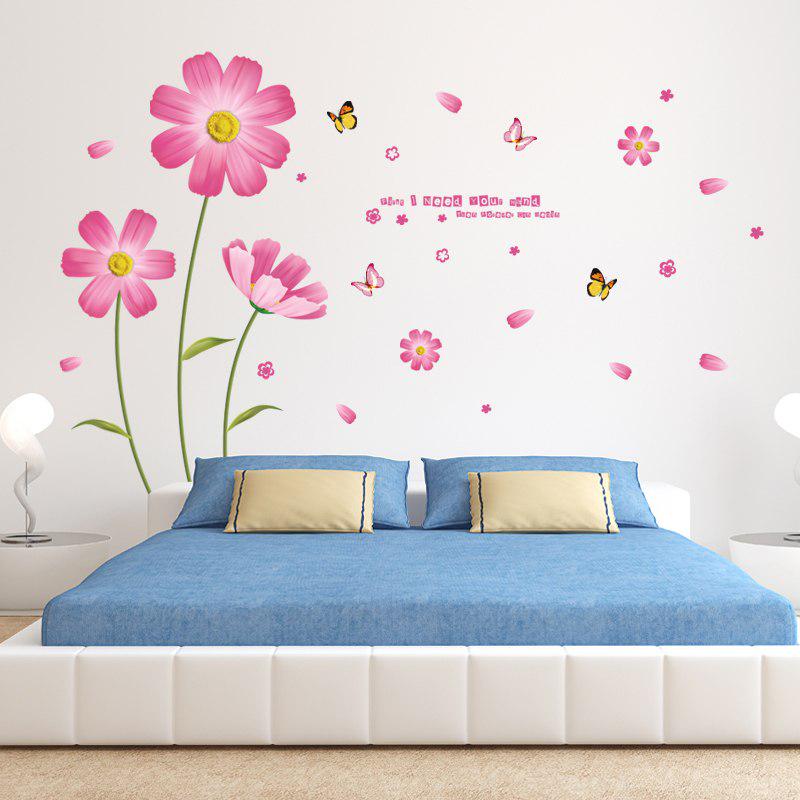 [Wall sticker] PVC orange flowers butterfly leaf wall stickers for kids rooms living room bathroom k