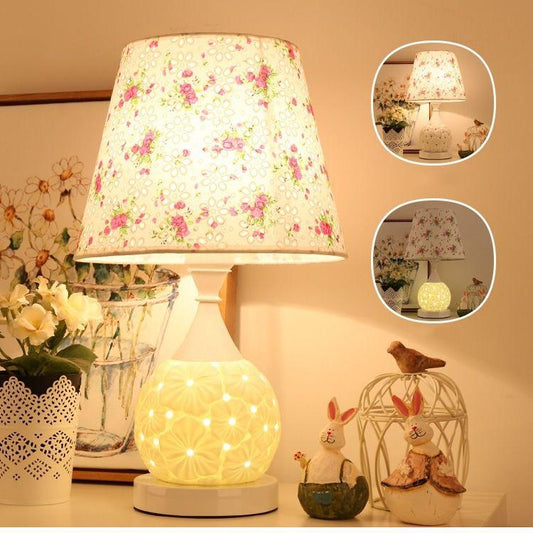 European Adjustable Light Bedroom LED Table Lamp Fabric Decoration Bedside Lamp with Power Cord