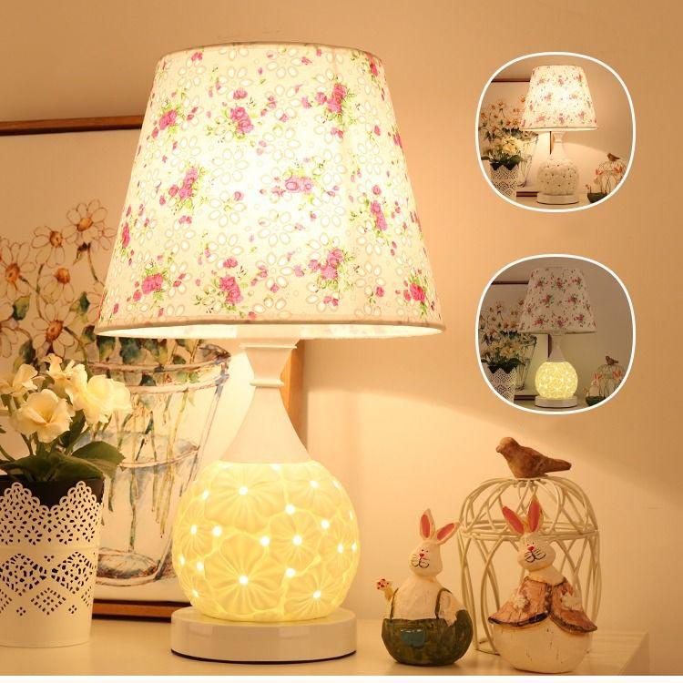 European Adjustable Light Bedroom LED Table Lamp Fabric Decoration Bedside Lamp with Power Cord