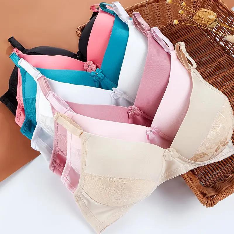Ladies Underwear Thin Sexy Simple Comfortable Breathable Non-slip No Steel Ring Gather Embroidery Bra