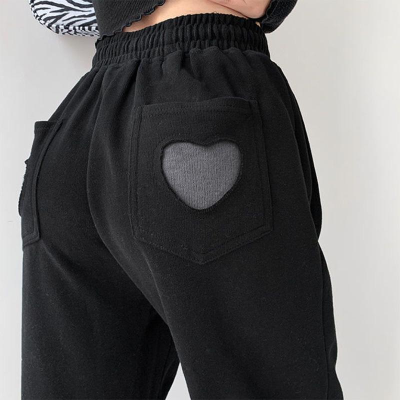 Love Labeling Drawstring Leggings Women's Spring and Autumn Solid Color Loose Casual Sports Pants High Waist Straight Sweatpants Tide