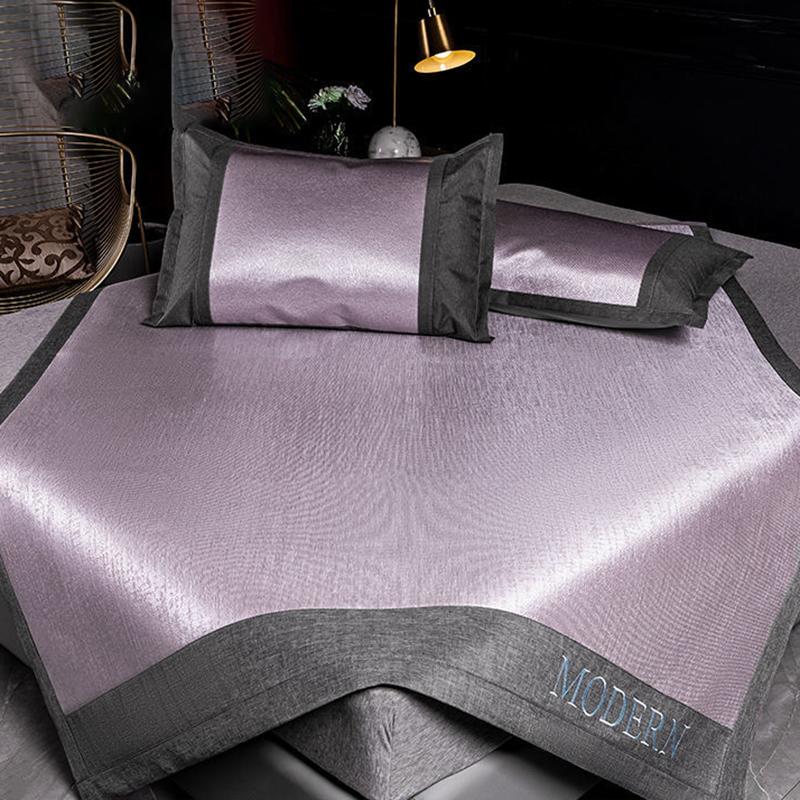 Three-piece Summer Skin-friendly Ice Silk Bed Sheet Mat Washable Non-slip Bedding Protection Cover