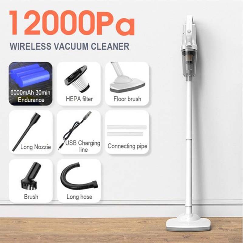 Wireless Vacuum Cleaner Household Small Handheld Ultra-quiet High-power High-suction Powerful Car Vacuum Cleaner with Extended Floor Brush