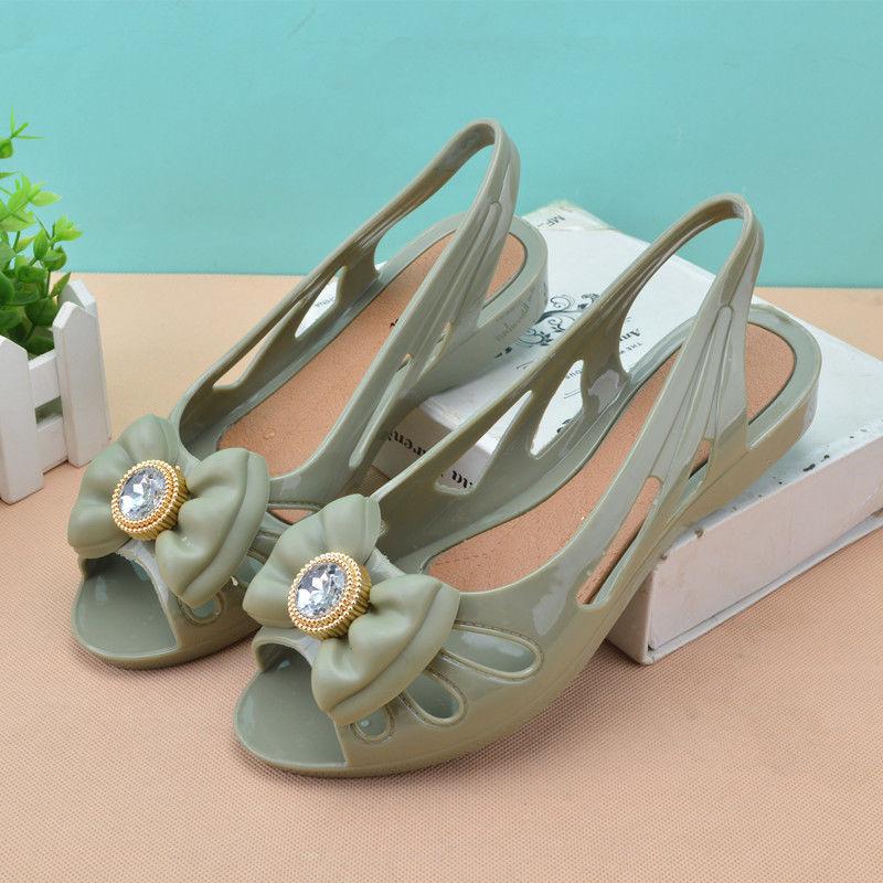Female Fish Mouth Plastic Sandals Summer Flat Plastic Jelly Shoes Soft Bottom Fashion Korean Version of All-match Mom Work Sandals