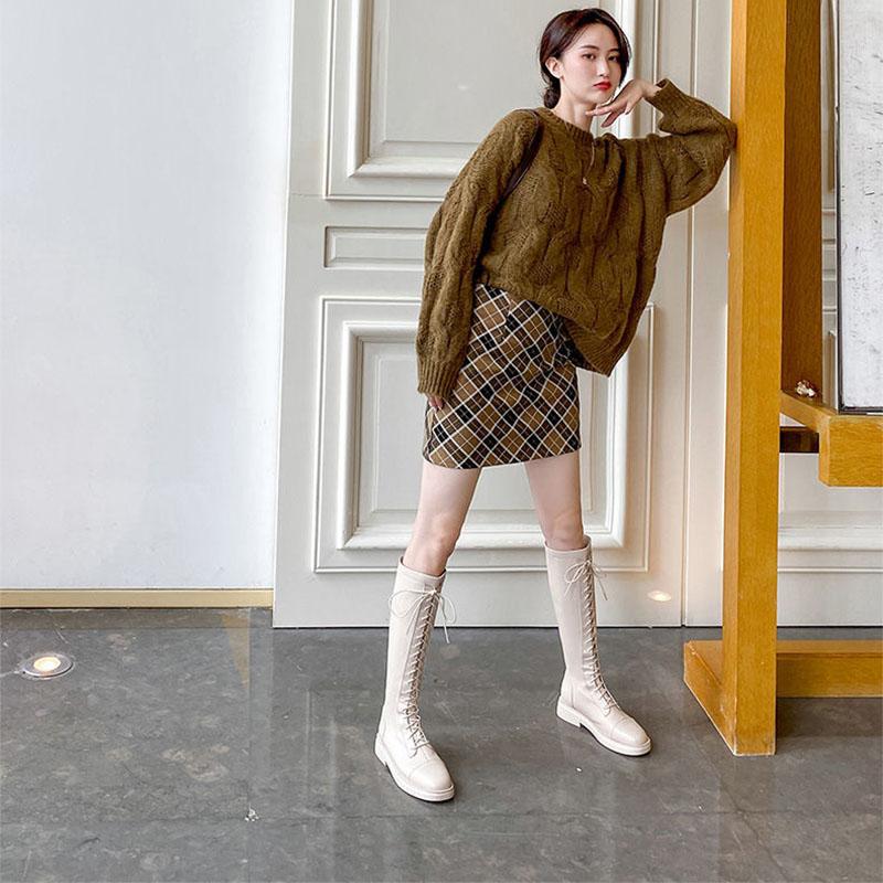 Soft Leather Boots 2021 Autumn and Winter Knight Boots Tall But Knee Boots Are Thin Martin Boots
