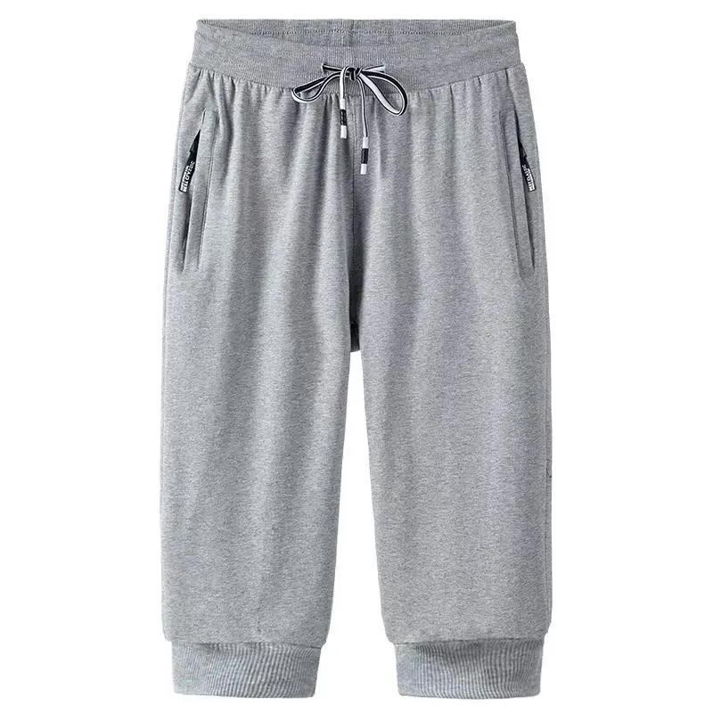 Summer Thin Cotton Casual Cropped Trousers Men's Straight Loose Large Size Sports Shorts