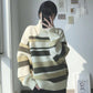 Autumn and Winter Turtleneck Striped Loose Sweater Female Hedging Was Thin Wild Sweater