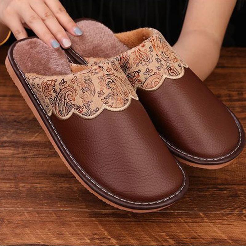 Winter Men's Home Slippers Indoor Waterproof Non-slip Warm Cotton Shoes