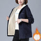 Corduroy Plus Velvet Padded Short Coat Women's Autumn and Winter Mothers Wear Loose Warm Lamb Wool Coat