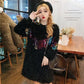 Autumn and Winter Fashion Loose Coat Half High Neck Sequined Tassel Sweater Mid-length Base Dress Women