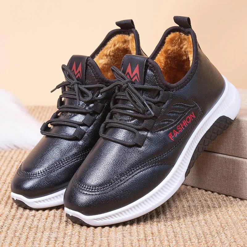 Women's Winter Plus Velvet Mother Cotton Shoes Waterproof Non-slip Sports Shoes Middle-aged and Elderly Cotton Boots