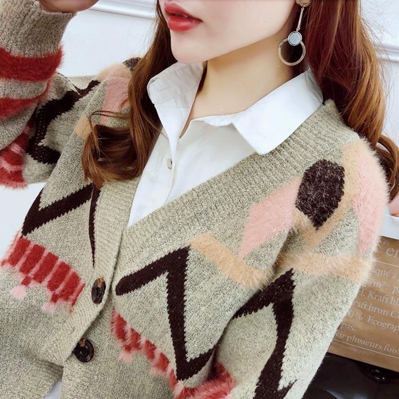 Sweater Cardigan Women Loose Student Knitted Sweater Coat Plus Size Plus Size Women's Clothing
